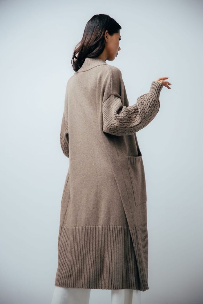 Knitted Wool Long Cardigan Coat