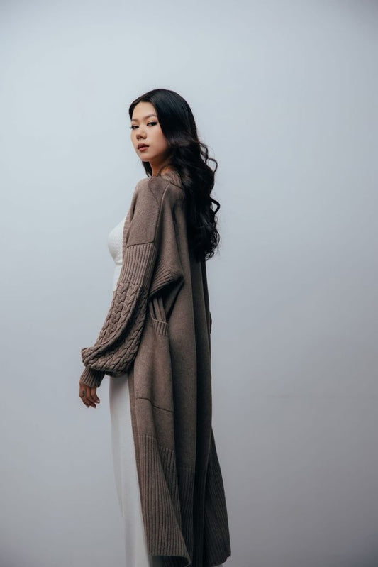 Knitted Wool Long Cardigan Coat