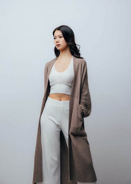 Knitted Wool Long Cardigan Coat